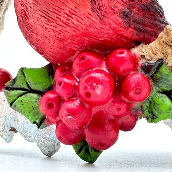 Cardinal Bird Ornament With Snowy Birch Frame & Red Berries Gift - Picture 6 of 10